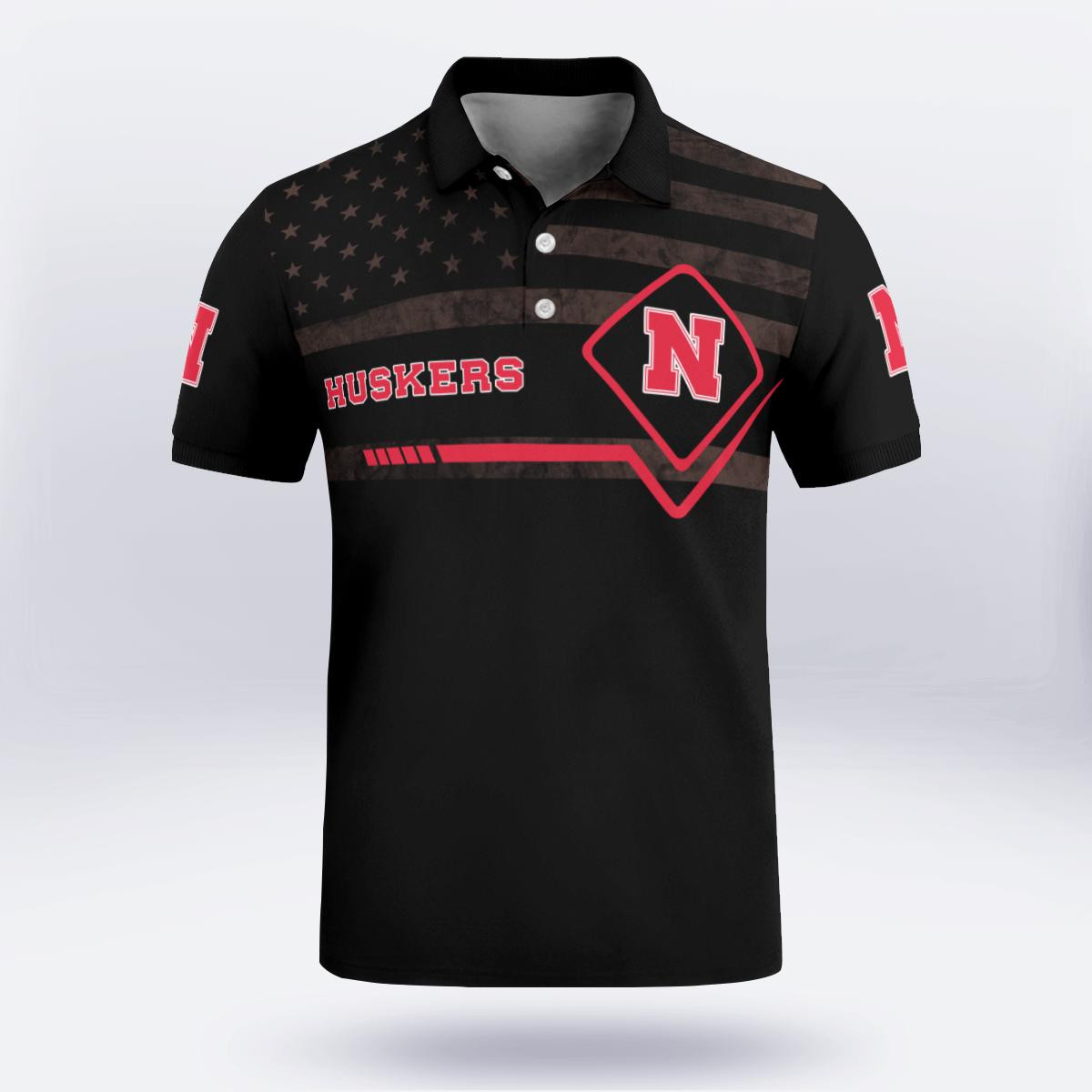 Nebraska Cornhuskers American Flag Polo Shirt Limited Edition – Buzz Sport